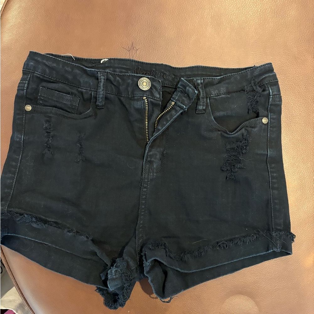 Madeline Black Distressed Jean Shorts